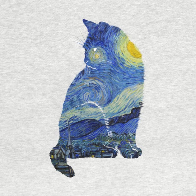 Vincent's Starry Night Museum Cat by LittleBunnySunshine